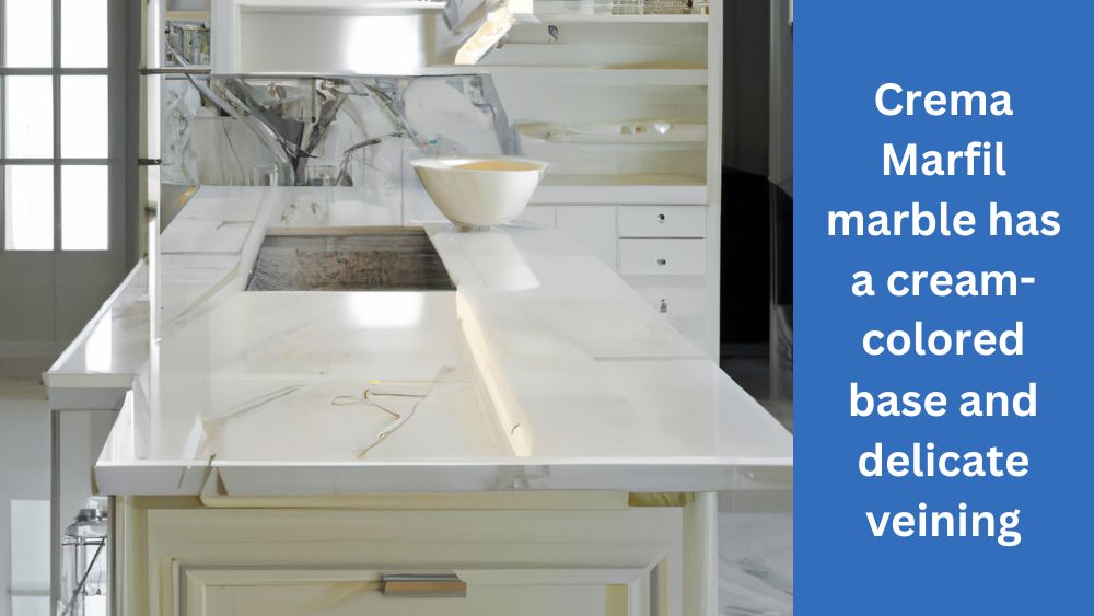 Crema Marfil marble kitchen island countertop