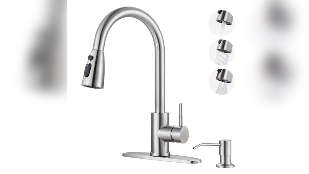 WOWOW Kitchen Faucet with Soap Dispenser Review: Durable & Versatile